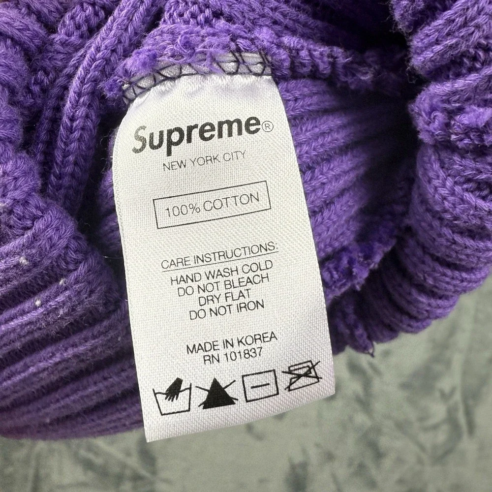 Supreme Box logo Beanie Ribbed Overdyed Purple One Size
